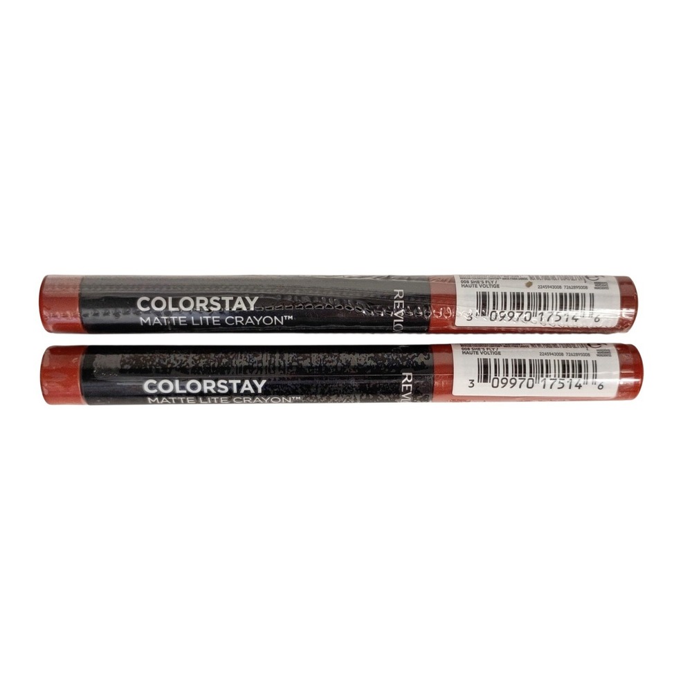 2X Revlon ColorStay Matte Lite‎ Crayon For Lips #008 SHE'S FLY- SEALED